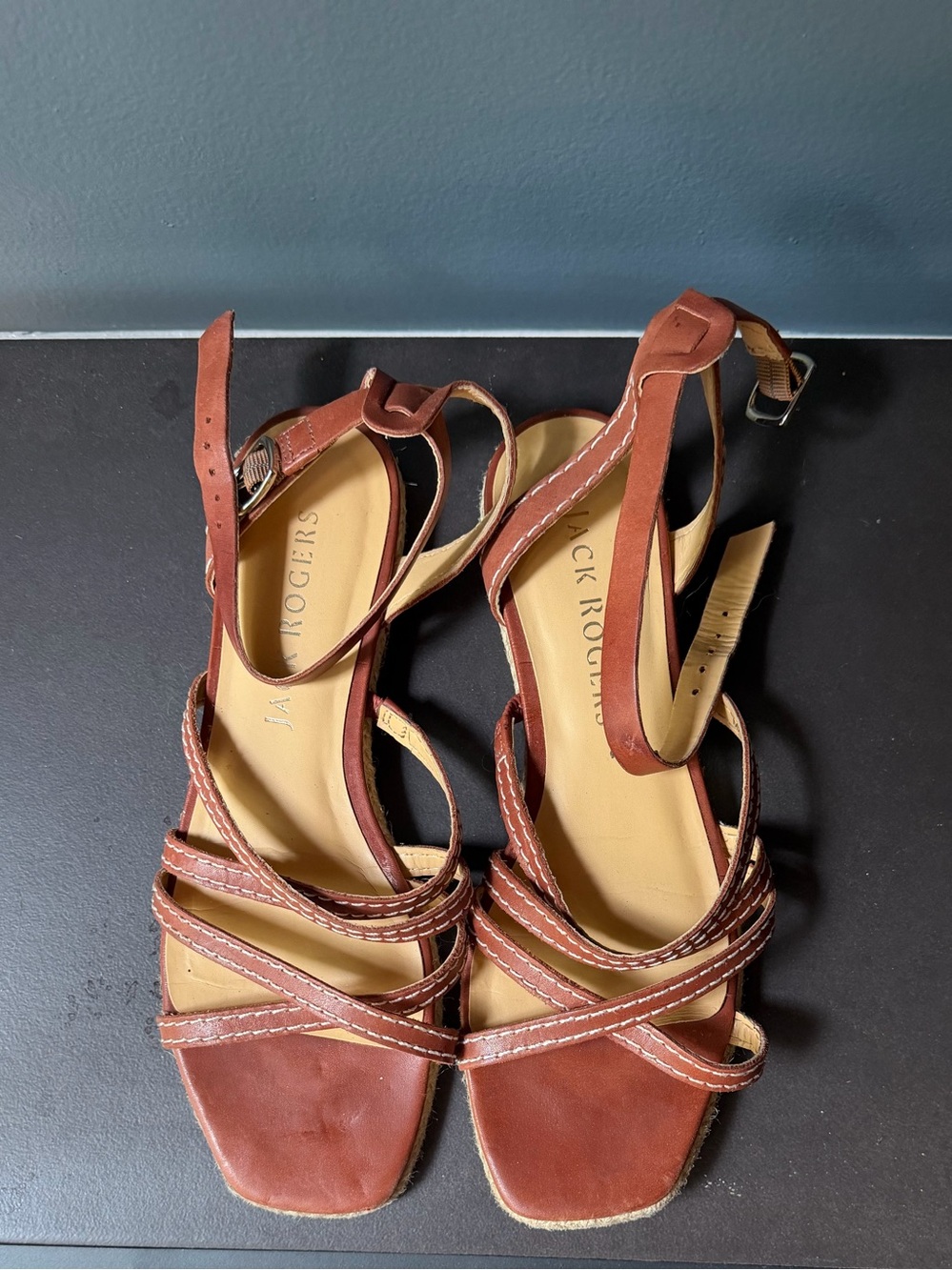 Jack Rogers Brown Leather Strappy Sandals